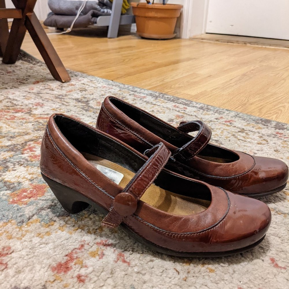 Naot Brown Patent Leather Mary Janes